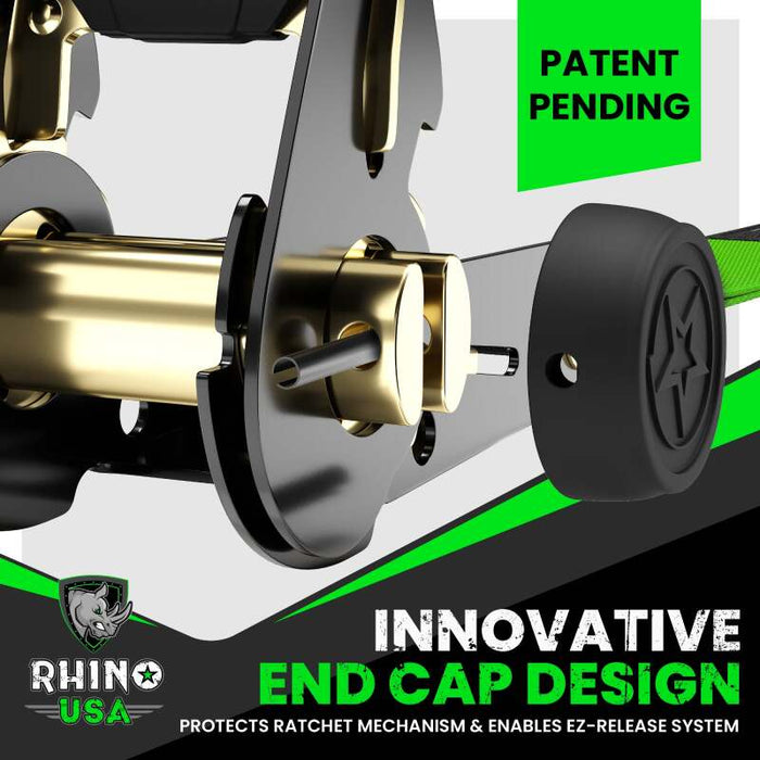 Rhino USA Medium Duty Ratchet Strap Tie-Down 4-Pack (Black)