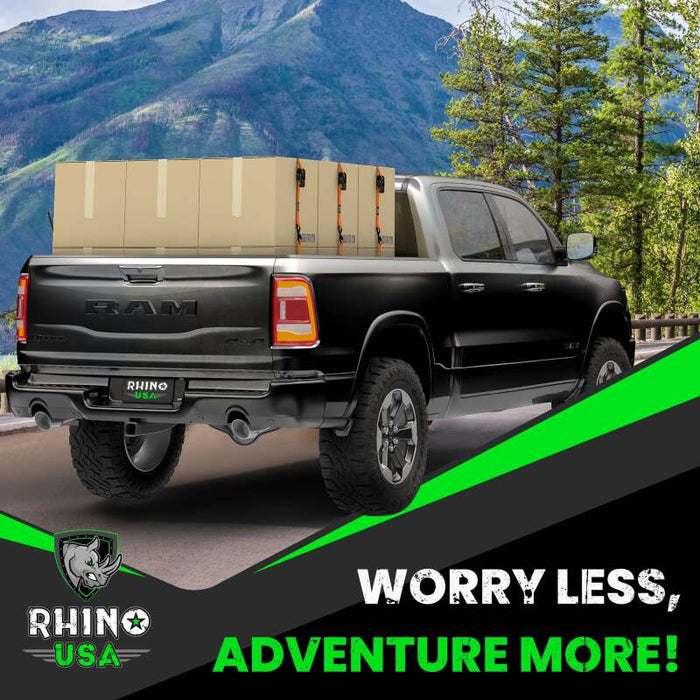 Rhino USA Medium Duty Ratchet Strap Tie-Down 4-Pack (Black)