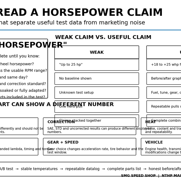How to read a horsepower claim: SMG Speed Shop dyno testing guide