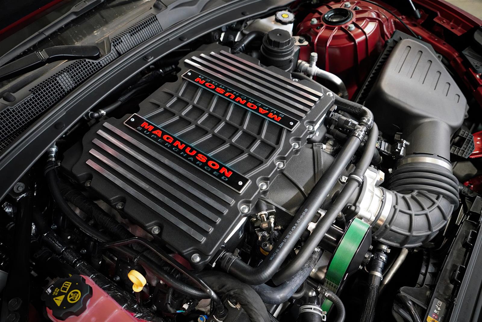Magnuson TVS2650 supercharger system illustrating liquid-to-air intercooling and heat-soak control