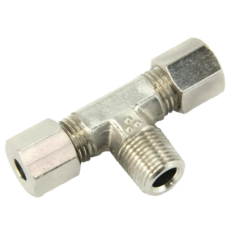 Nitrous Outlet 1/8" NPT x 3/16" Compression x 3/16" Compression Branch Tee Fitting
