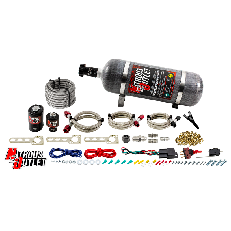 Nitrous Outlet GM EFI Single Nozzle System - Gas/E85 (5-55psi)(35-200HP)(12lb Bottle)