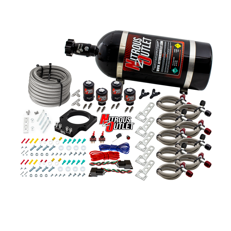 Nitrous Outlet GM 92mm LSX Dual Stage Plate System - Gas/E85 (5-55psi)(50-200HP)(10lb Bottle)(1997-2004 Corvette Requires Part # 00-42000)
