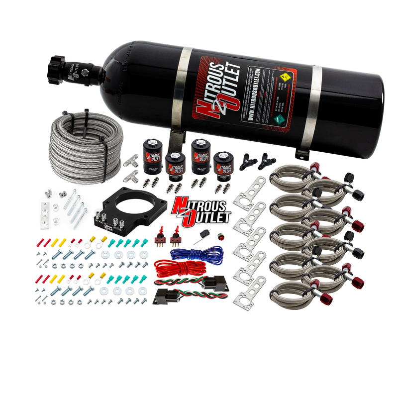 Nitrous Outlet GM 92mm LSX Dual Stage Plate System - Gas/E85 (5-55psi)(50-200HP)(15lb Bottle)(1997-2004 Corvette Requires Part # 00-42000)