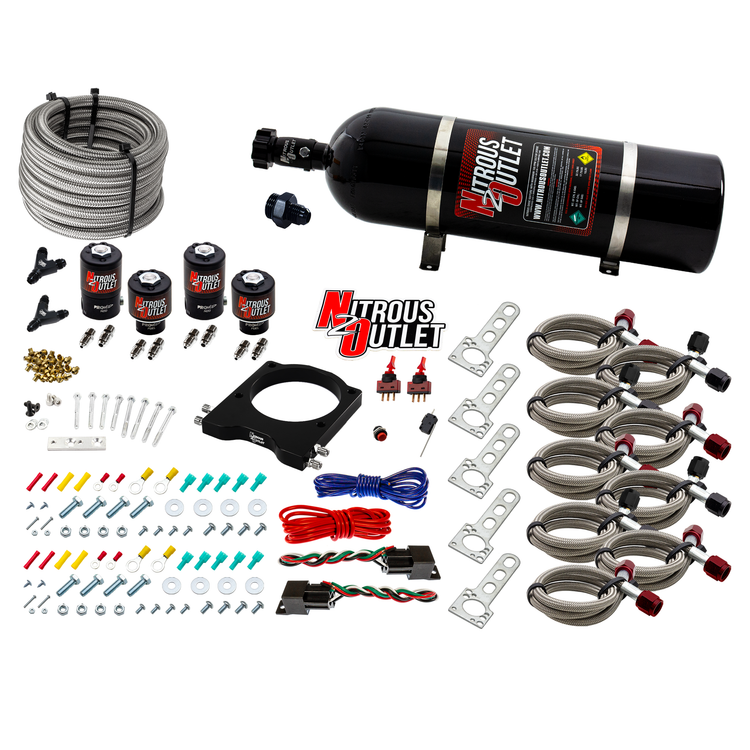 Nitrous Outlet GM 102mm LSX Dual Stage Plate System - Gas/E85 (5-55psi)(50-200HP)(15lb Bottle)(1997-2004 Corvette Requires Part # 00-42000)