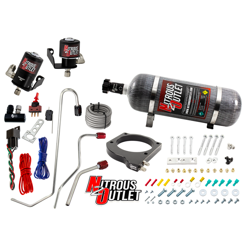 Nitrous Outlet GM 102mm MSD LS7 Atomic AirForce Intake Hard-line Plate System - Aftermarket Fuel Rails/2006-2019 Corvette Requires K-Tech Idler Pulley Kit - Gas/E85 (5-55psi)(50-200HP)(12lb Bottle)