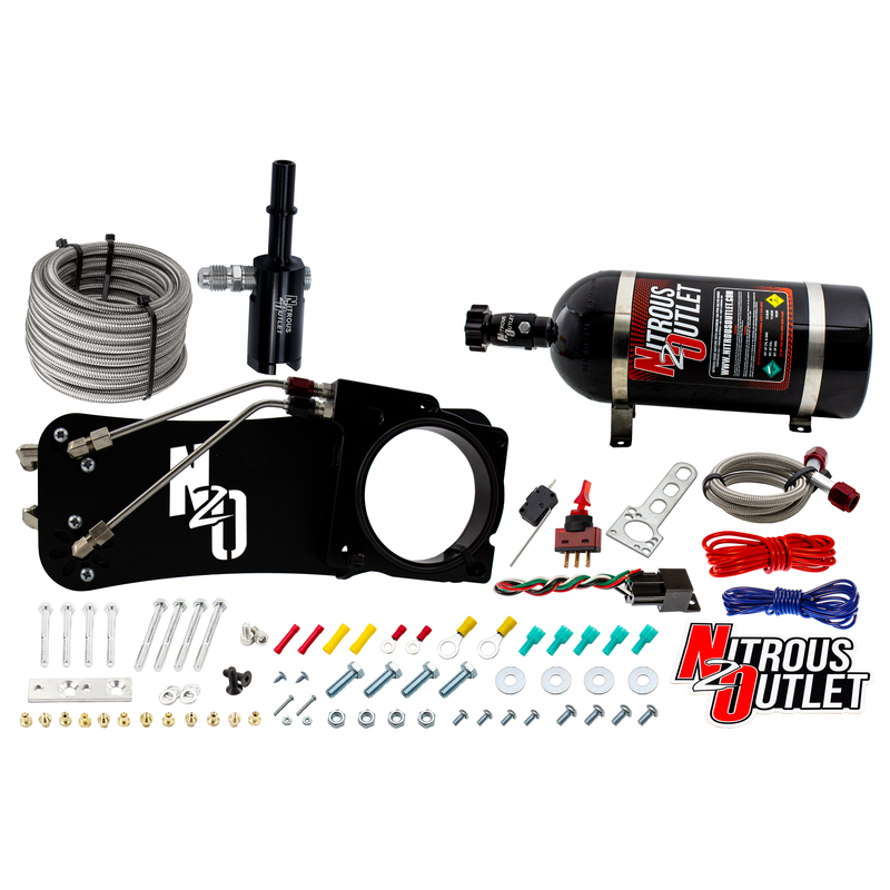 Nitrous Outlet Dodge 85mm 2009-2019 Challenger/Charger/300C/2005-2008 Magnum 5.7L Hemi  Intake Hard-line Plate System  - Gas/E85 (5-55psi)(50-200HP)(10lb Bottle)
