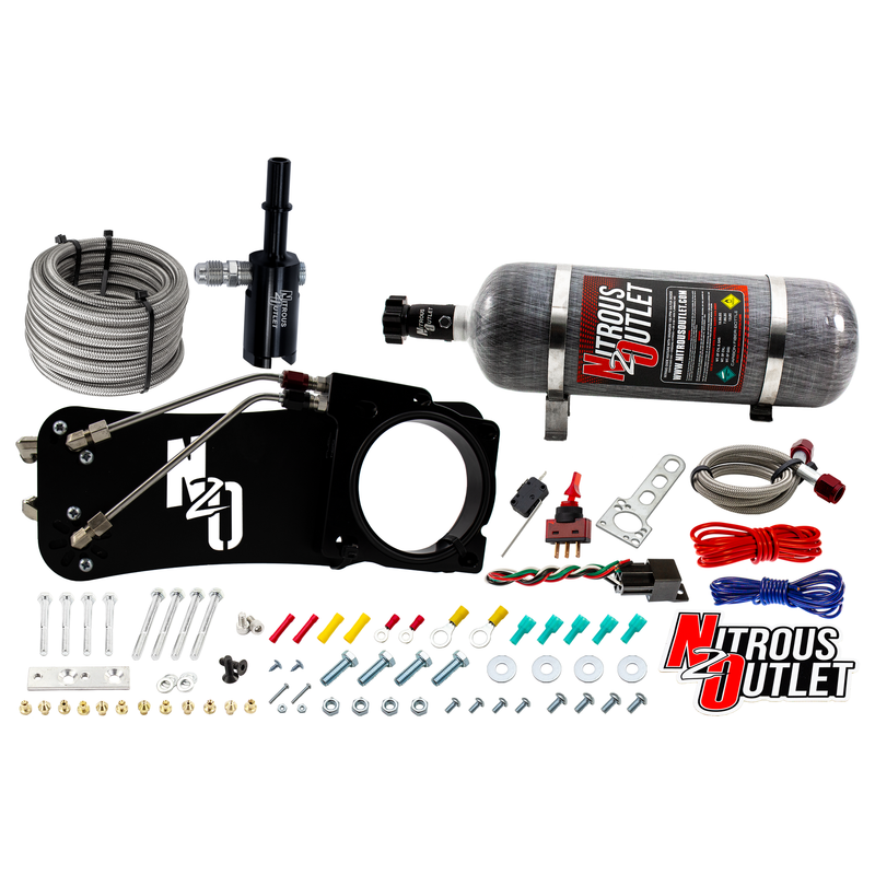 Nitrous Outlet Dodge 90mm 2009-2019 Challenger/Charger/300C/2005-2008 Magnum 5.7L Hemi  Intake Hard-line Plate System  - Gas/E85 (5-55psi)(50-200HP)(12lb Bottle)