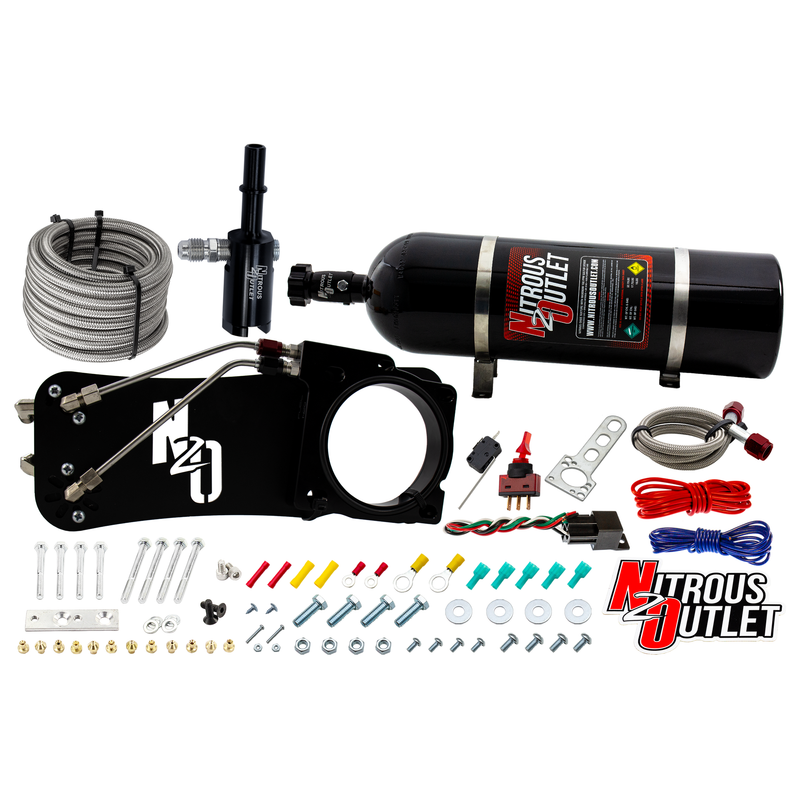 Nitrous Outlet Dodge 85mm 2009-2019 Challenger/Charger/300C/2005-2008 Magnum 5.7L Hemi  Intake Hard-line Plate System  - Gas/E85 (5-55psi)(50-200HP)(15lb Bottle)