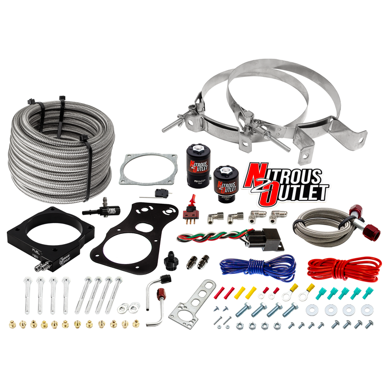 Nitrous Outlet Dodge 80mm 2005-2010 Challenger/Charger/300C/Jeep 6.1 Hemi Intake Hard-line Plate System - Gas/E85 (5-55psi)(50-200HP)(No Bottle)
