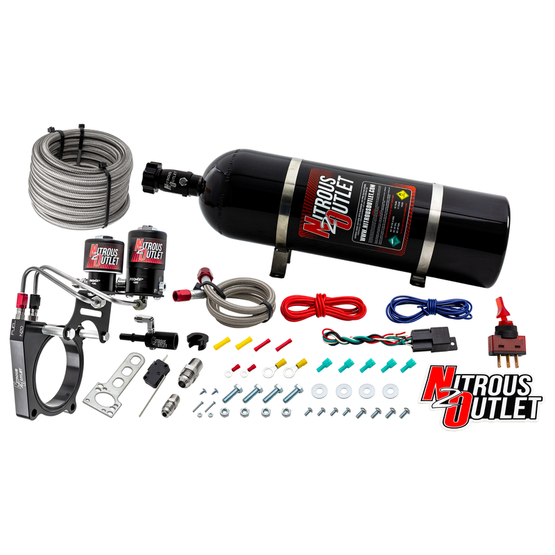Nitrous Outlet Ford 2011-2017 5.0 Mustang/5.0 F-150 Hard-line Plate System - Gas/E85 (5-55psi)(50-200HP)(15lb Bottle)