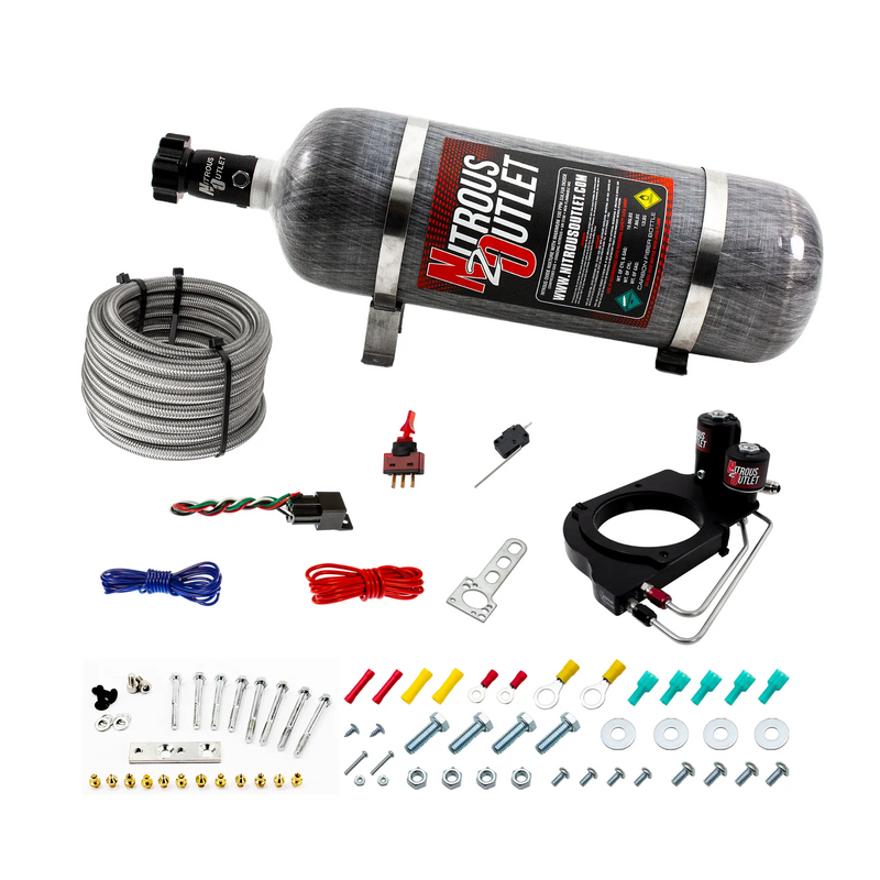 Nitrous Outlet GM Holley Hi-Ram 102mm Throttle Body Hard-line Plate Plate System - Drivers Side/Excludes Fuel Supply - Gas/E85 (5-55psi)(50-200HP)(12lb Bottle)