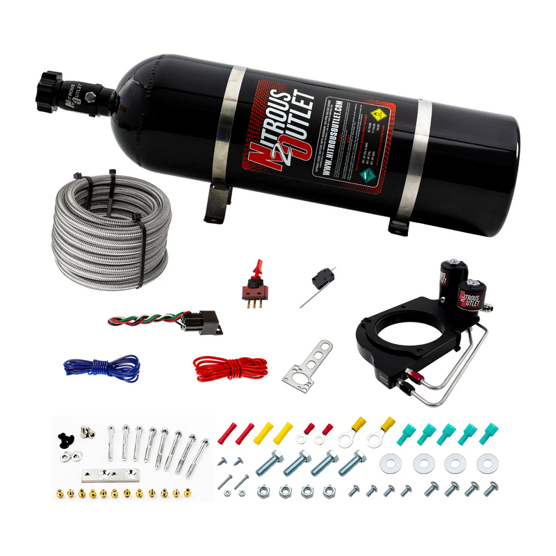 Nitrous Outlet GM Holley Hi-Ram 102mm Throttle Body Hard-line Plate Plate System - Drivers Side/Excludes Fuel Supply - Gas/E85 (5-55psi)(50-200HP)(15lb Bottle)