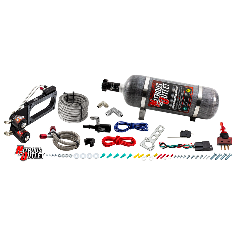Nitrous Outlet Ford Cobra Jet Intake 2011-2019 Mustang Hard-line Plate System - Gas/E85 (5-55psi)(50-200HP)(12lb Bottle)