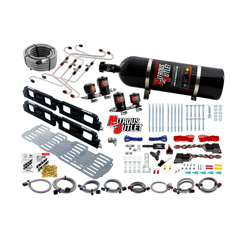 Nitrous Outlet 5.7, 6.1, & 6.4 2008-2023 Eagle & Apache Head Spacer Plate System €“ Gas/E85 (45-55psi)(130-400HP)(15LB Bottle)