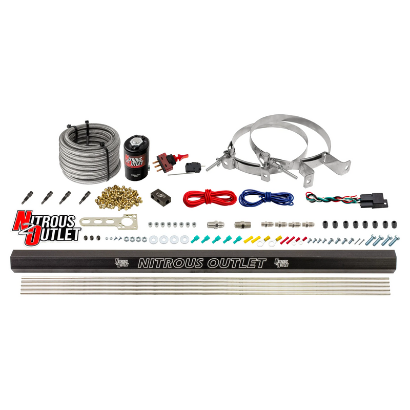 Nitrous Outlet Dry 4 Cylinder Direct Port System -.122 Nitrous Solenoid/Injection Rail/SBT Discharge Nozzles (50-250HP)(No Bottle)