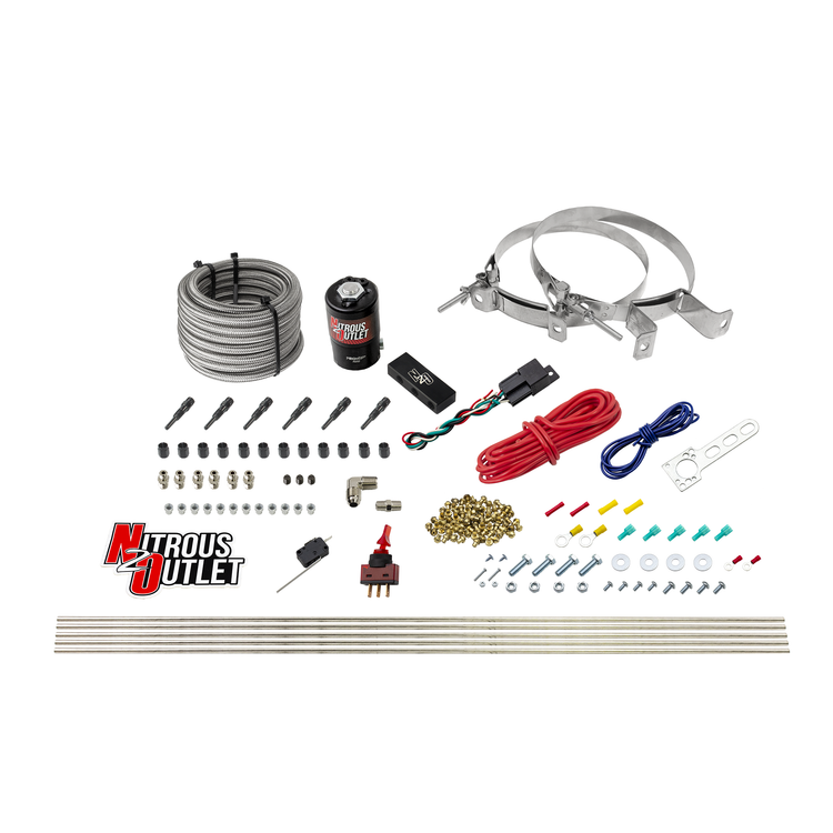 Nitrous Outlet Dry 6 Cylinder Direct Port System -.122 Nitrous Solenoid/Injection Rail/SBT Discharge Nozzles (75-375HP)(No Bottle)