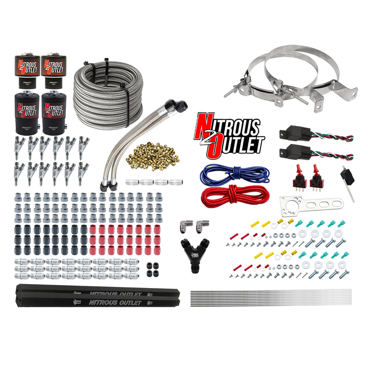 Nitrous Outlet 6 Cylinder Dual Stage Direct Port System - Two .122 Nitrous Solenoids/Two .177 Fuel Solenoids/Two Dual Passage Injection Rails/Annular Discharge Nozzles (E85)(45-55 psi)(75-375HP)(No Bottle)
