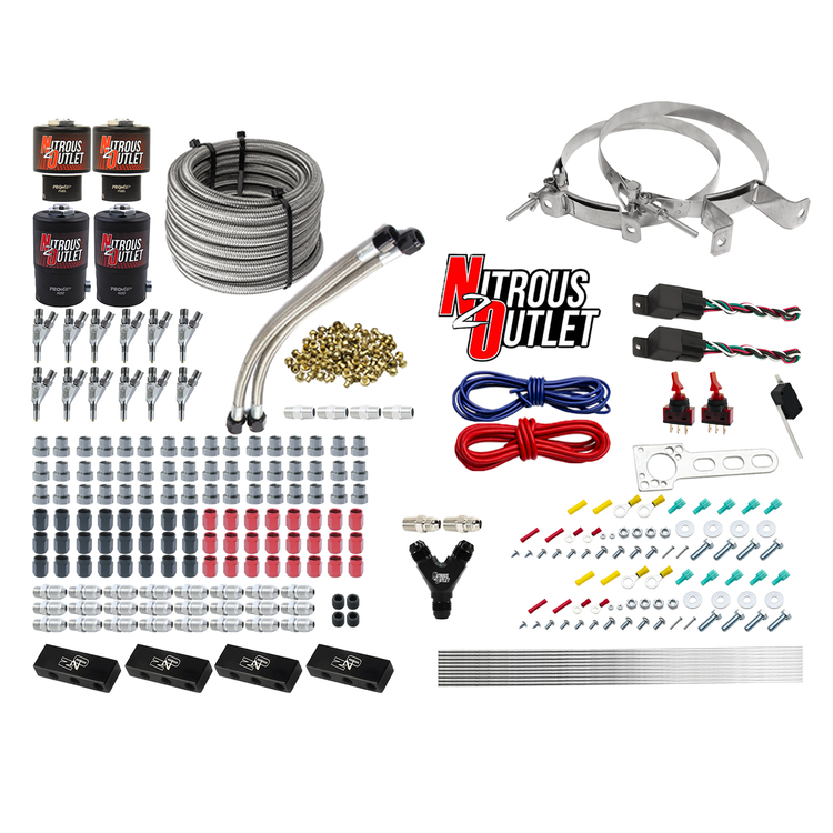 Nitrous Outlet 6 Cylinder Dual Stage Direct Port System - Two .122 Nitrous Solenoids/Two .177 Fuel Solenoids/Two Dual Passage Injection Rails/Annular Discharge Nozzles (Gas)(45-55 psi)(75-375HP)(No Bottle)