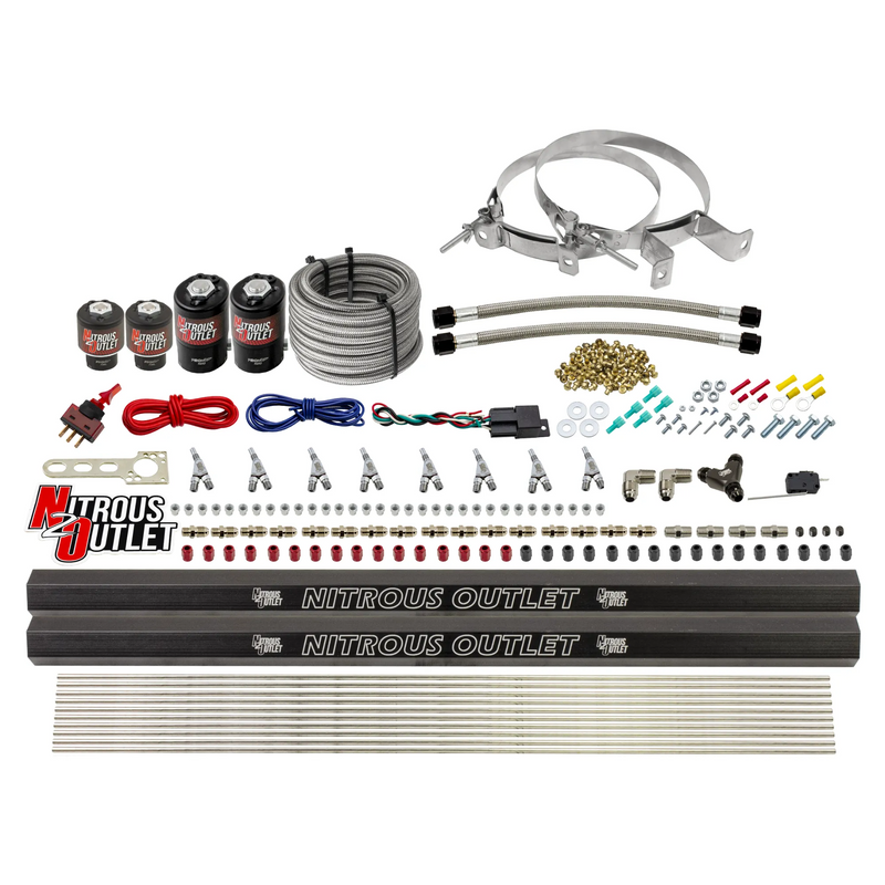 Nitrous Outlet 8 Cylinder Direct Port System - Two .122 Nitrous Solenoids/Two .177 Fuel Solenoids/Two Dual Passage Injection Rails/Annular Discharge Nozzles (E85)(45-55 psi)(100-400HP)(No Bottle)