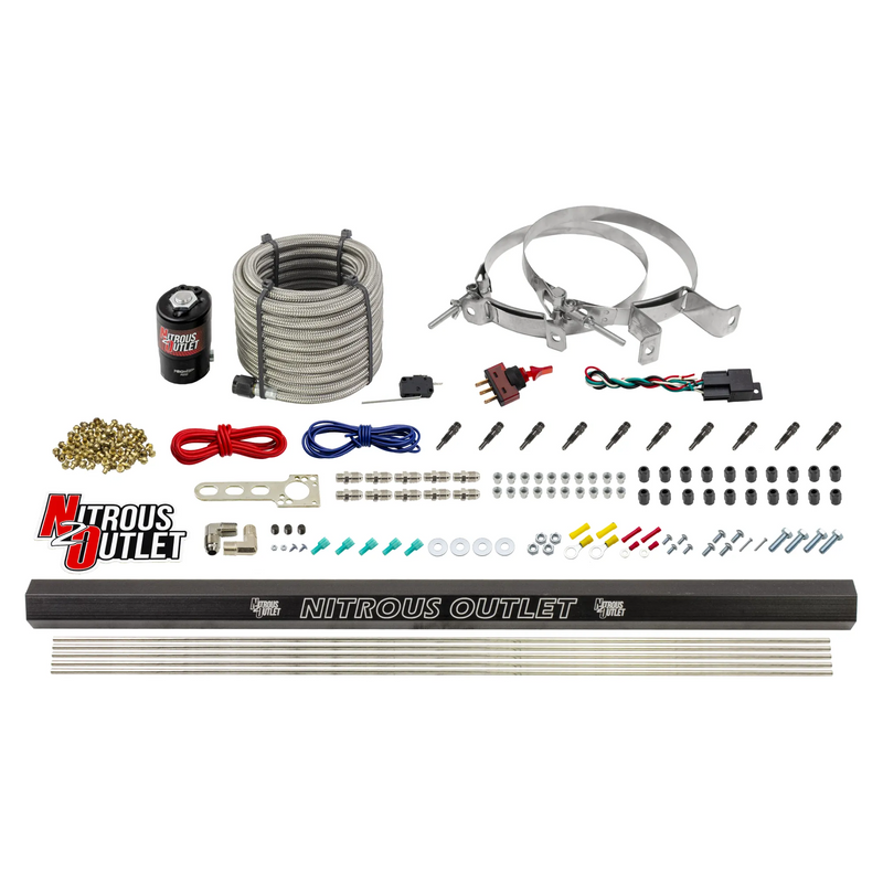 Nitrous Outlet Dry 10 Cylinder Direct Port System - .122 Nitrous Solenoid/Injection Rail/SBT Discharge Nozzles (125-375HP)(No Bottle)