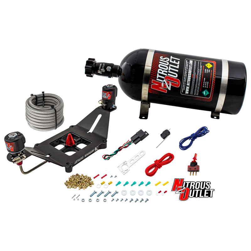 Nitrous Outlet 4150 Stinger 2 System - Hard-line/.122 Nitrous Solenoid/.177 Fuel Solenoid/Deep Break Solenoid Bracket/Solenoids Mount Upside Down - (Gas/E85)(5-55 psi)(50-500 HP)(10lb Bottle)