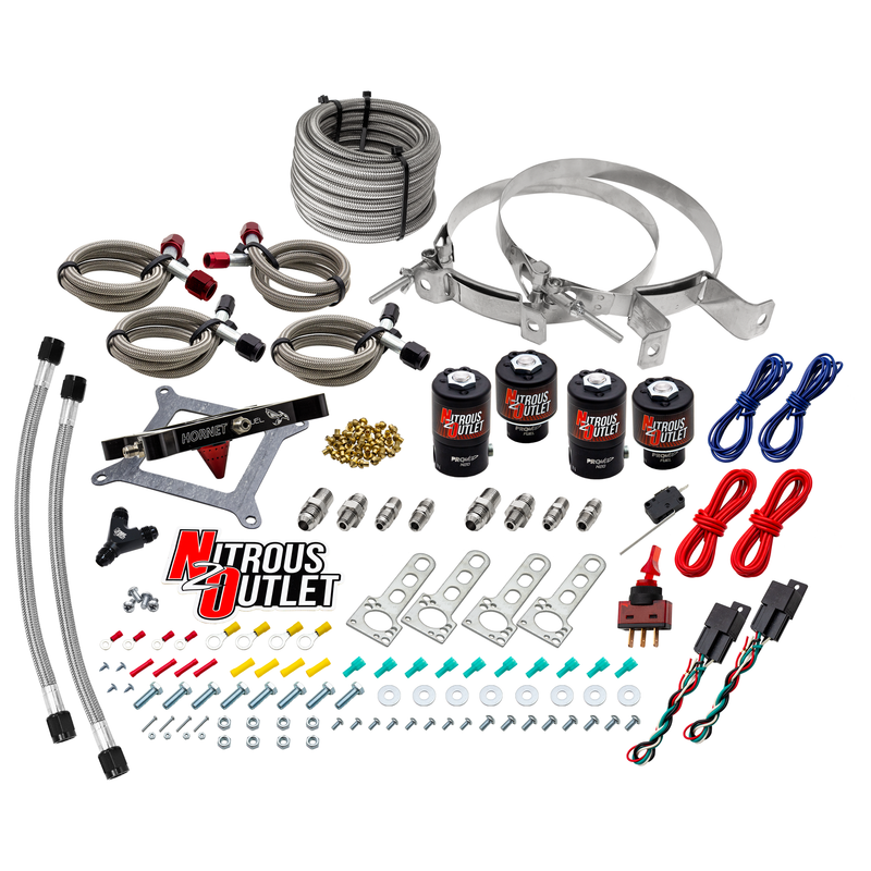 Nitrous Outlet 4150  Hornet 2 Dual Stage System - Two .122 Nitrous Solenoids/Two .177 Fuel Solenoids/Universal Solenoid Brackets - (Gas/E85)(5-55 psi)(50-500 HP Per Stage)(No Bottle)
