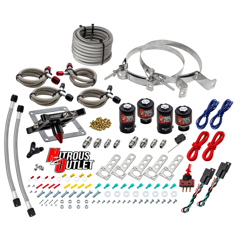 Nitrous Outlet 4500  Hornet 3 Dual Stage System - Two .122 Nitrous Solenoids/Two .177 Fuel Solenoids/Universal Solenoid Brackets - (Gas/E85)(5-55 psi)(50-500 HP Per Stage)(No Bottle)