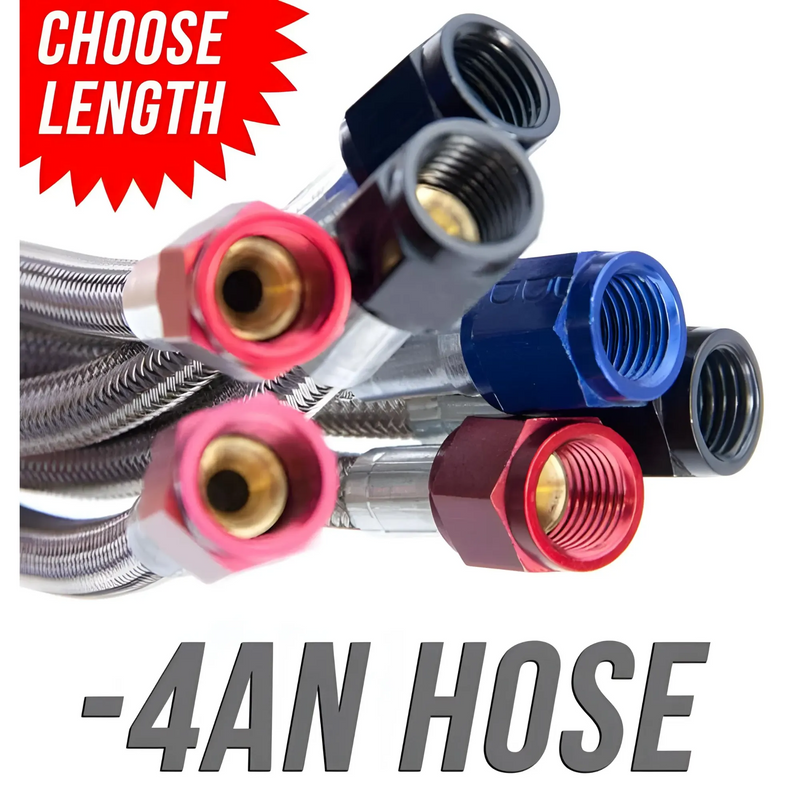 Nitrous Outlet 192" 4AN Stainless Braided Hose (Black B-Nuts)