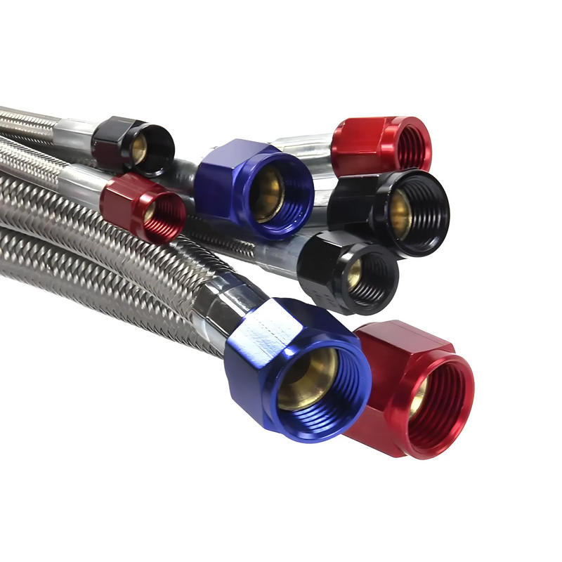 Nitrous Outlet 18" 6AN Stainless Braided Hose (Black B-Nuts)