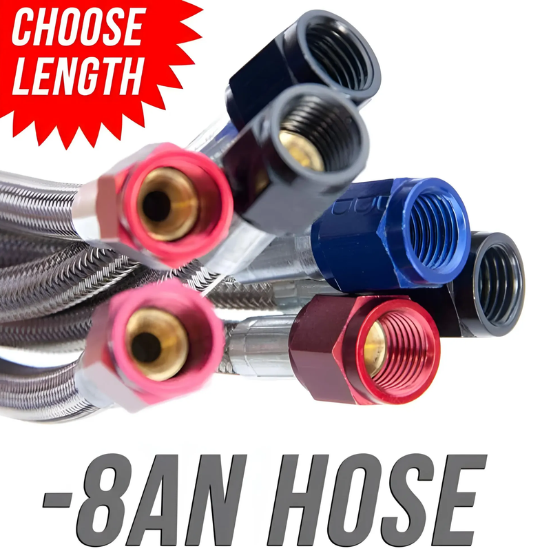 Nitrous Outlet 24" 8AN Stainless Braided Hose (Black B-Nuts)