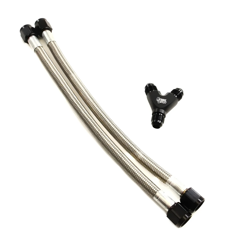 Nitrous Outlet Dual Bottle 4AN Feed Hose Kit - Two 12" Hoses/ 4AN Y Fitting