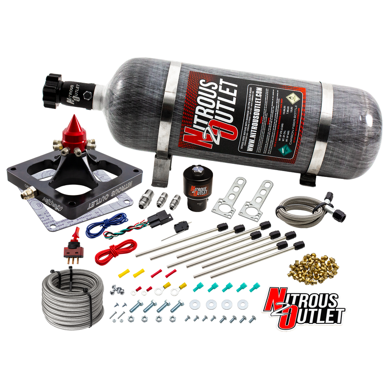 Nitrous Outlet 4500 Dry Kraken Plate System - Braided Hose/.178 MOD Trashcan Nitrous Solenoid/Universal Solenoid Bracket (100-800hp)(12lb Bottle)