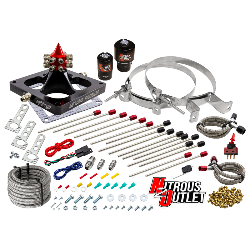 Nitrous Outlet 4500 Kraken Competition System - Braided Hose/.189 Competition Trashcan Nitrous Solenoid/.310 Fuel Solenoid/Universal Solenoid Brackets (Alcohol)(5-7-10 psi)(200-950 HP)(No Bottle)