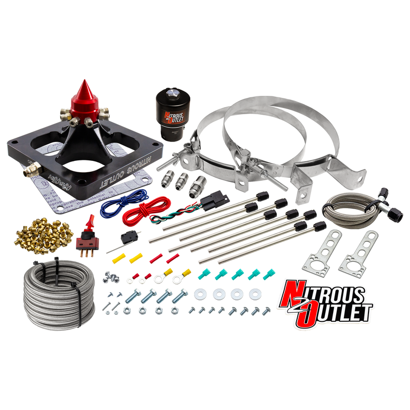 Nitrous Outlet 4500 Dry Kraken Competition Plate System - Braided Hose/.189 Competition Trashcan Nitrous Solenoid/Universal Solenoid Bracket (200-950 HP)(No Bottle)