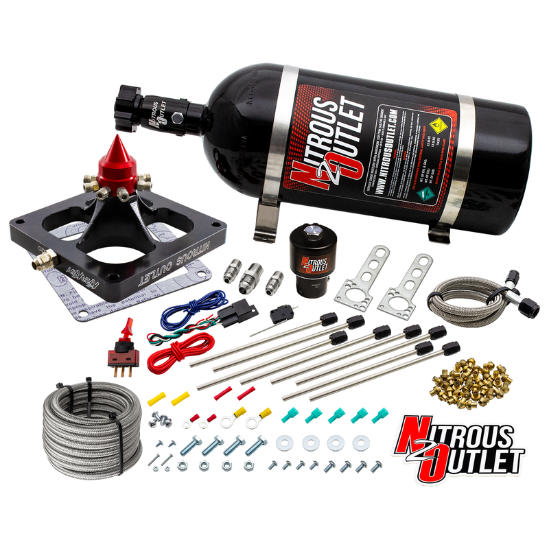 Nitrous Outlet 4500 Dry Kraken Competition Plate System - Braided Hose/.189 Competition Trashcan Nitrous Solenoid/Universal Solenoid Bracket (200-950 HP)(10lb Bottle)