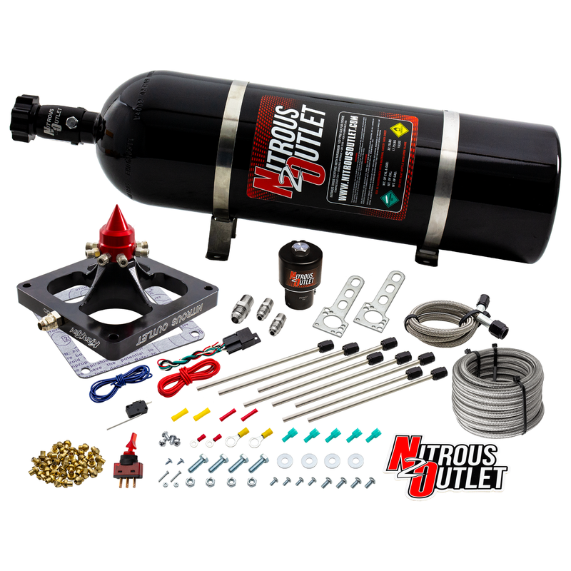 Nitrous Outlet 4500 Dry Kraken Competition Plate System - Braided Hose/.189 Competition Trashcan Nitrous Solenoid/Universal Solenoid Bracket (200-950 HP)(15lb Bottle)