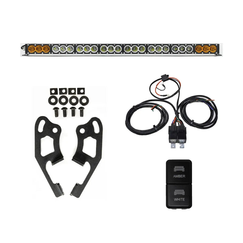 Cali Raised Sherpa Roof Rack Dual Funct. Light Bar & Mount Brckt Kit w/ Wire Harness & Tall Switch