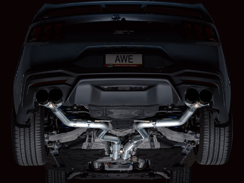 AWE 2024 Ford Mustang GT Fastback S650 RWD Track Edition Cat-Back Exhaust w/ Quad Diamond Black Tips