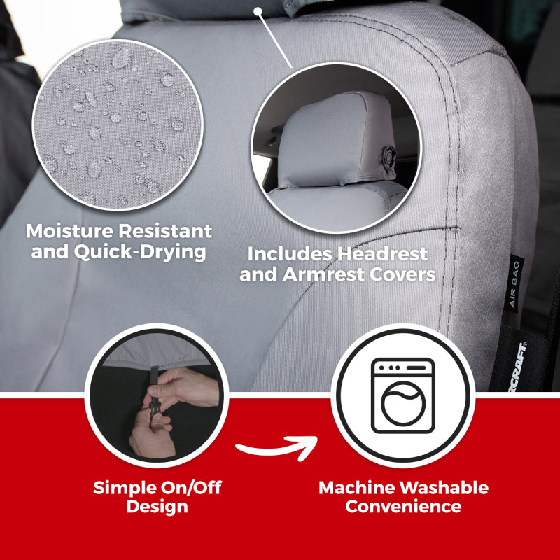 Covercraft 19-23 Ford Transit Polycotton SeatSaver Custom Third Row Seat Covers-Grey