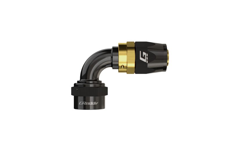 GReddy AN08 90 DEGREE HOSE END SWIVEL BLACK/GOLD ANODIZED