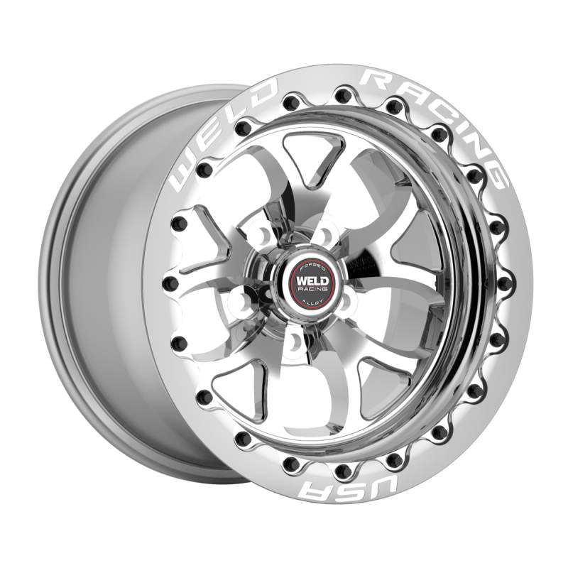 Weld S76 Beadlock 15x8/5x120.65/4.5 BS/3.18 HB-Polished Center-Polished Shell-Black SBL MT Wheel