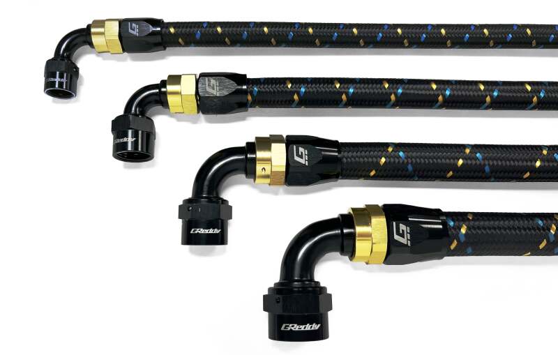 GReddy AN08 150 DEGREE HOSE END SWIVEL BLACK/GOLD ANODIZED