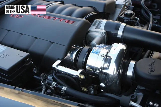 ProCharger installed on Corvette C6 LS3 with optional polished supercharger finish; installation reference, vehicle and engine not included