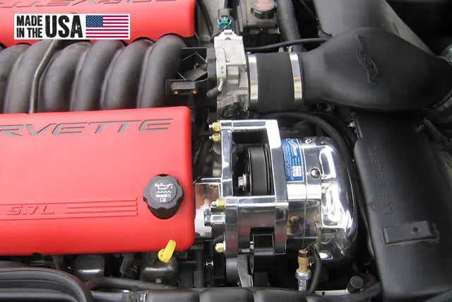 Manufacturer C5 Z06 LS6 ProCharger installation with optional polished finish; installation reference