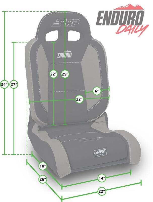 PRP EnduroDaily Reclining Suspension Seat - Black/Orange Vinyl - Passenger