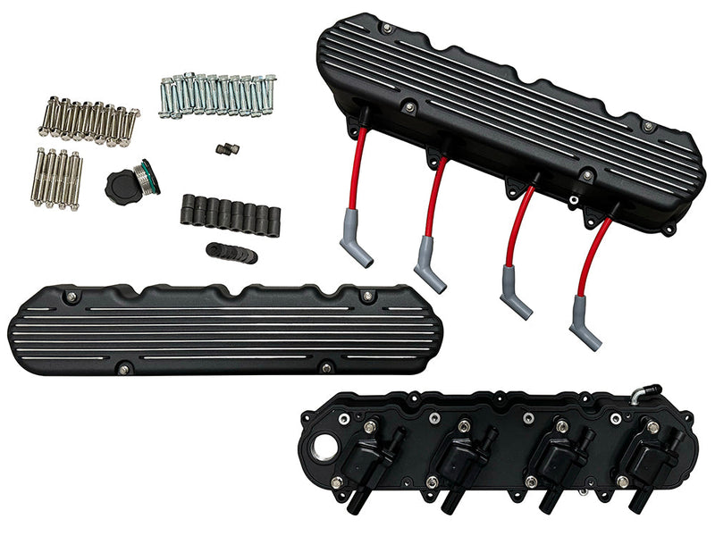 Speed Engineering Gen V LT two-piece finned hidden-coil valve covers black, SKU 26-1081