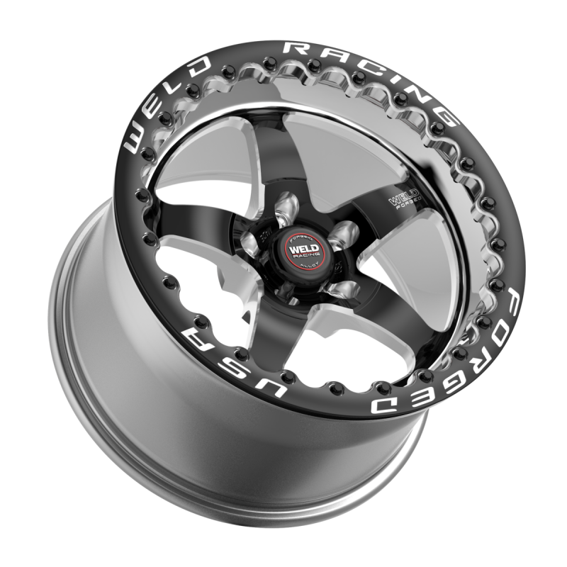 Weld S71 Beadlock 15x11/5x115/6.5 BS/3.18 HB - Black Center - Polished Shell - Black SBL MT Wheel