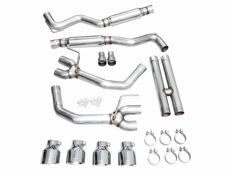 AWE 2024 Ford Mustang Dark Horse S650 RWD Track Edition Cat-Back Exhaust w/ Quad Chrome Silver Tips