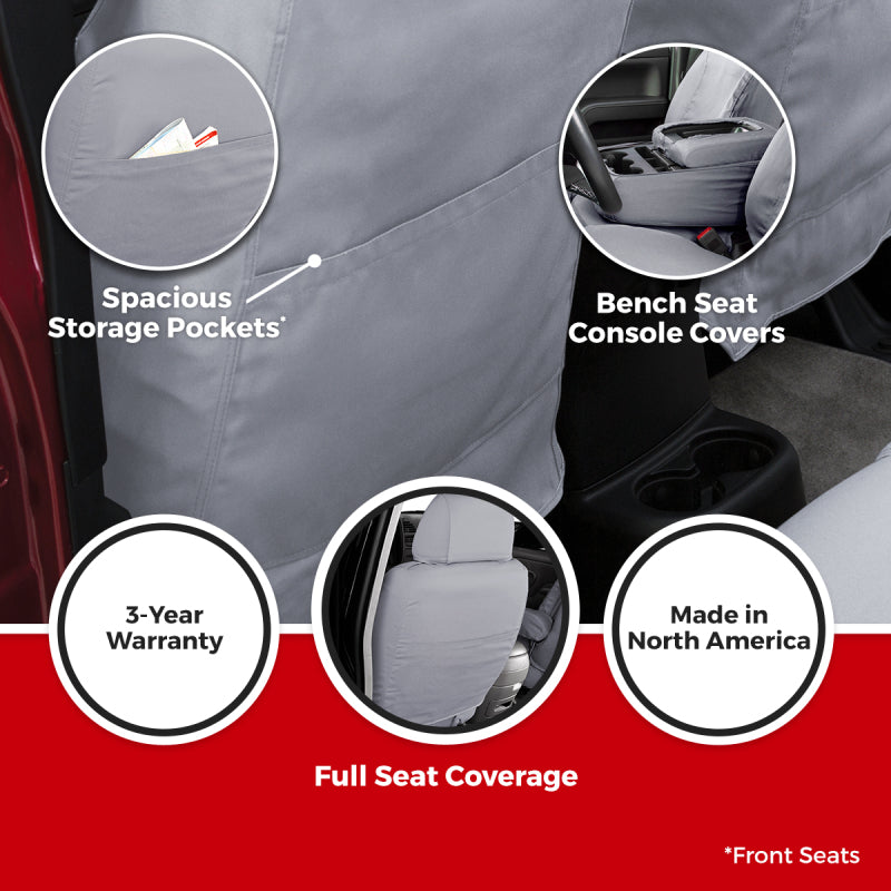 Covercraft 14-23 Ford Transit Polycotton SeatSaver Custom Front Row Seat Covers-Taupe
